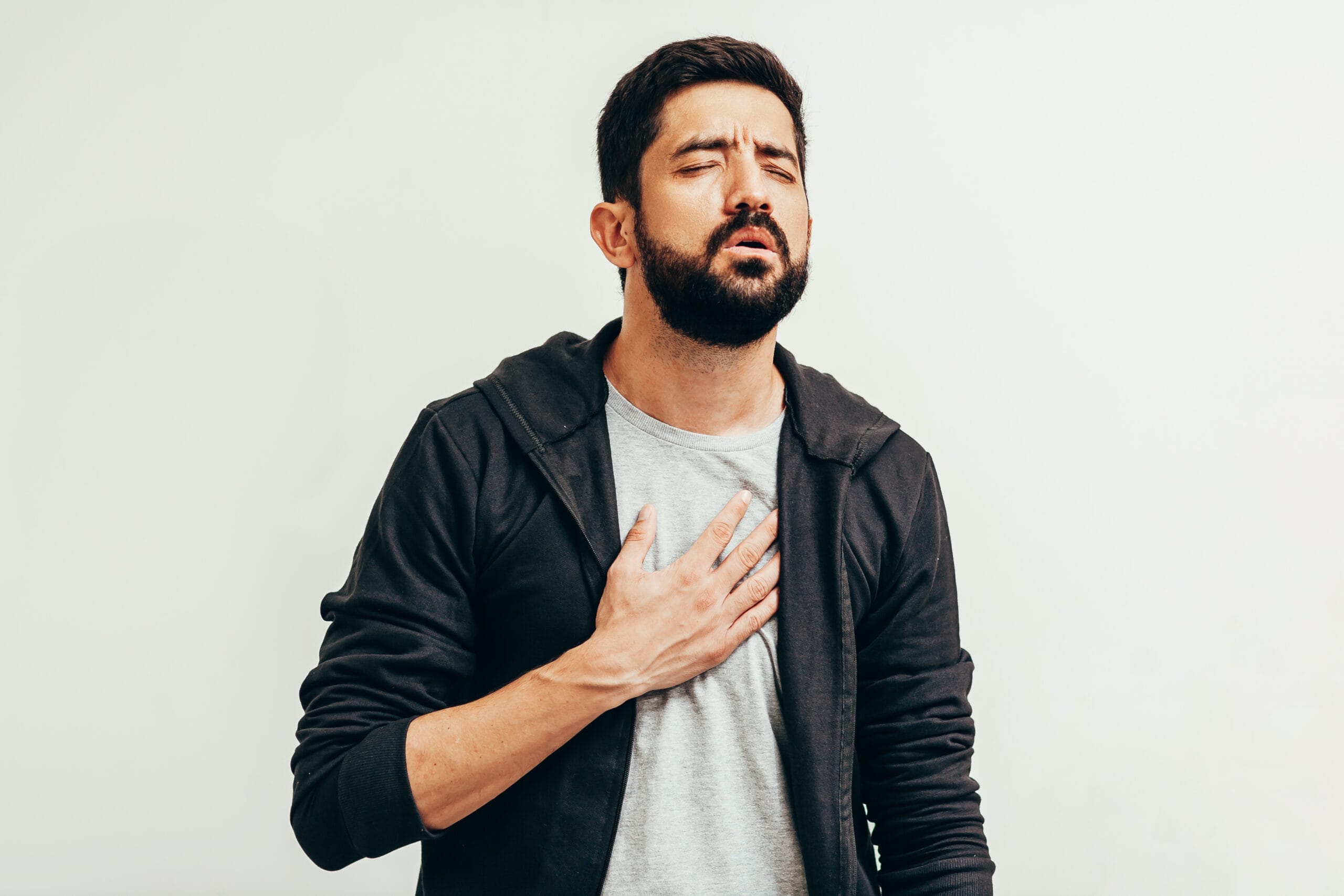 Man wondering how to tell is shortness of breath is from anxiety