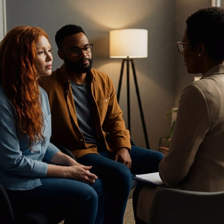 A family therapist consulting a mature couple