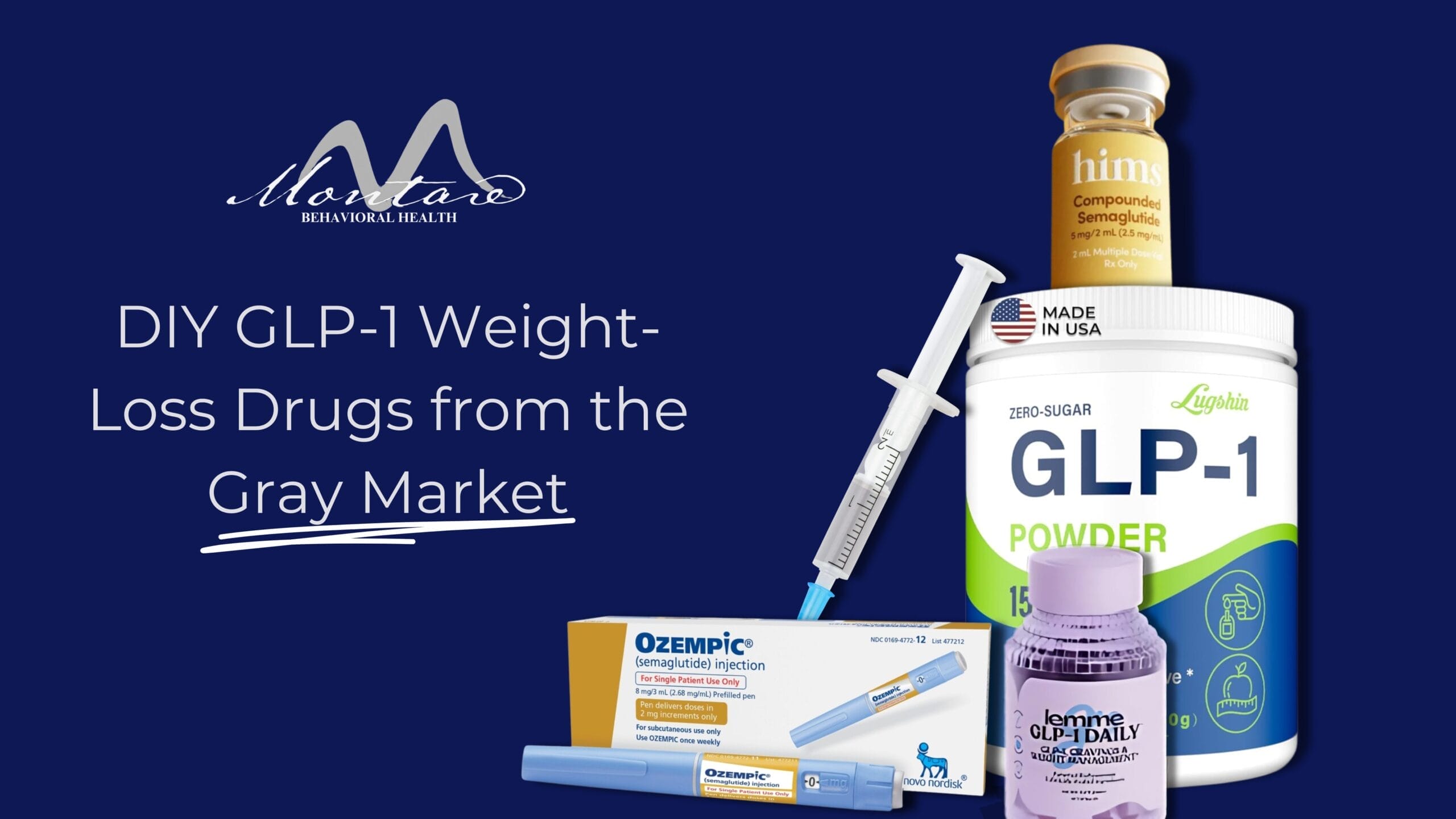 DIY GLP-1 Drugs for subscription and other on the gray market, including Ozempic, Lemme GLP-1, Hims GLP-1, Hers GLP-1, and other GLP-1 Boosters, supplements, and semaglutide treatments available as a subscription or make it yourself.